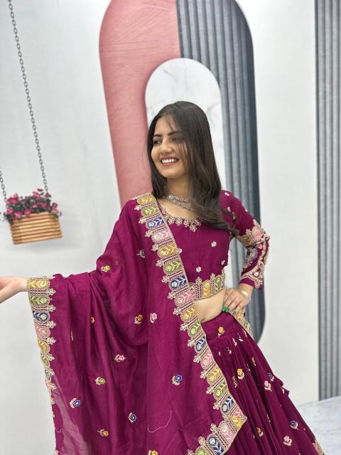 Tapi 308 Vichitra red Lehenga choli manufacturers in Surat - wholesale export